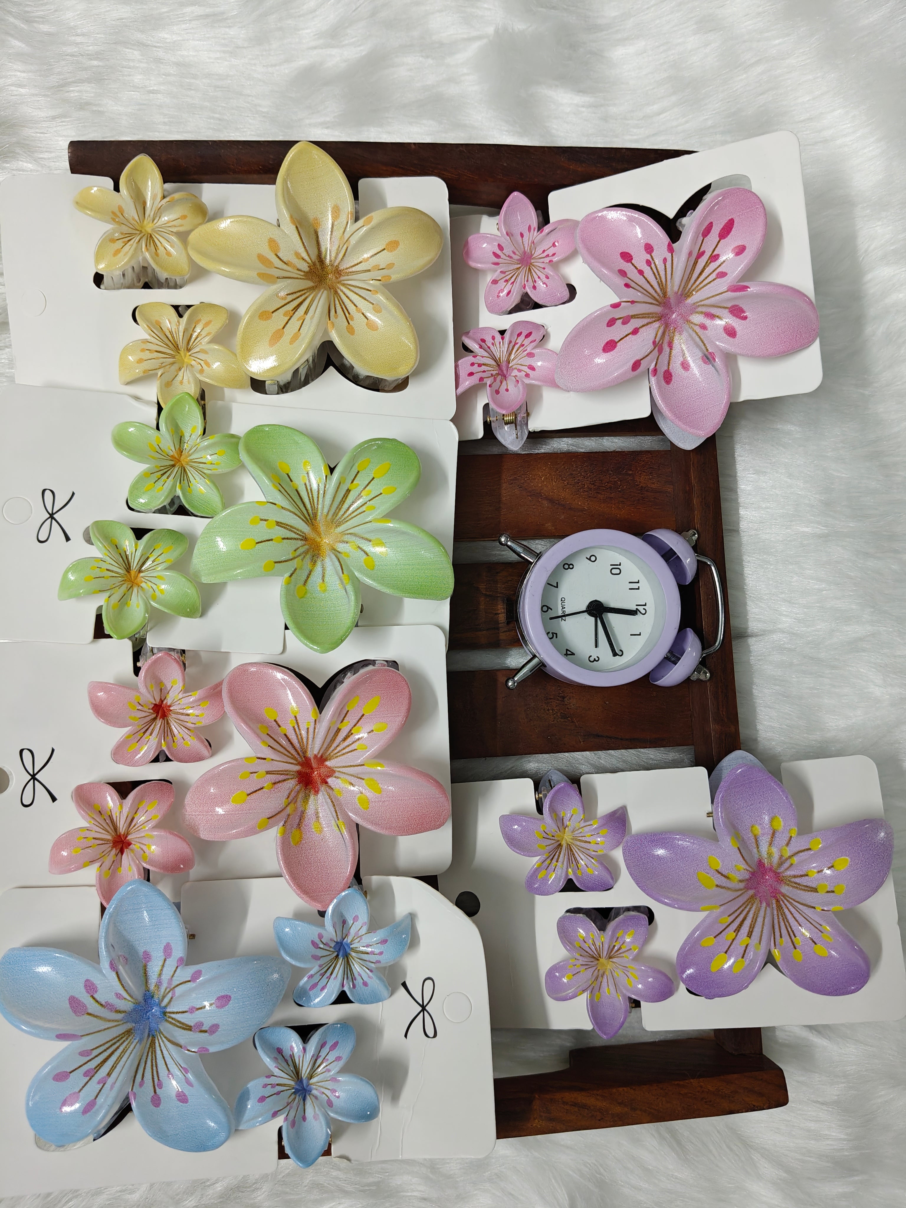 3 piece Combo Flowers with Veins Hair clips