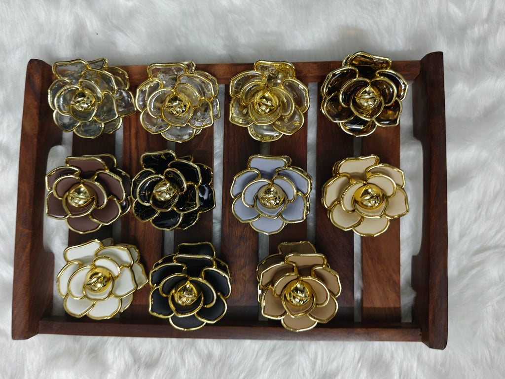 Korean Korean Rose Hair Clip | Glossy & Matte Floral Claw Clip for Women